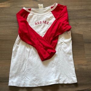 Red Sox Women's Red and White Top